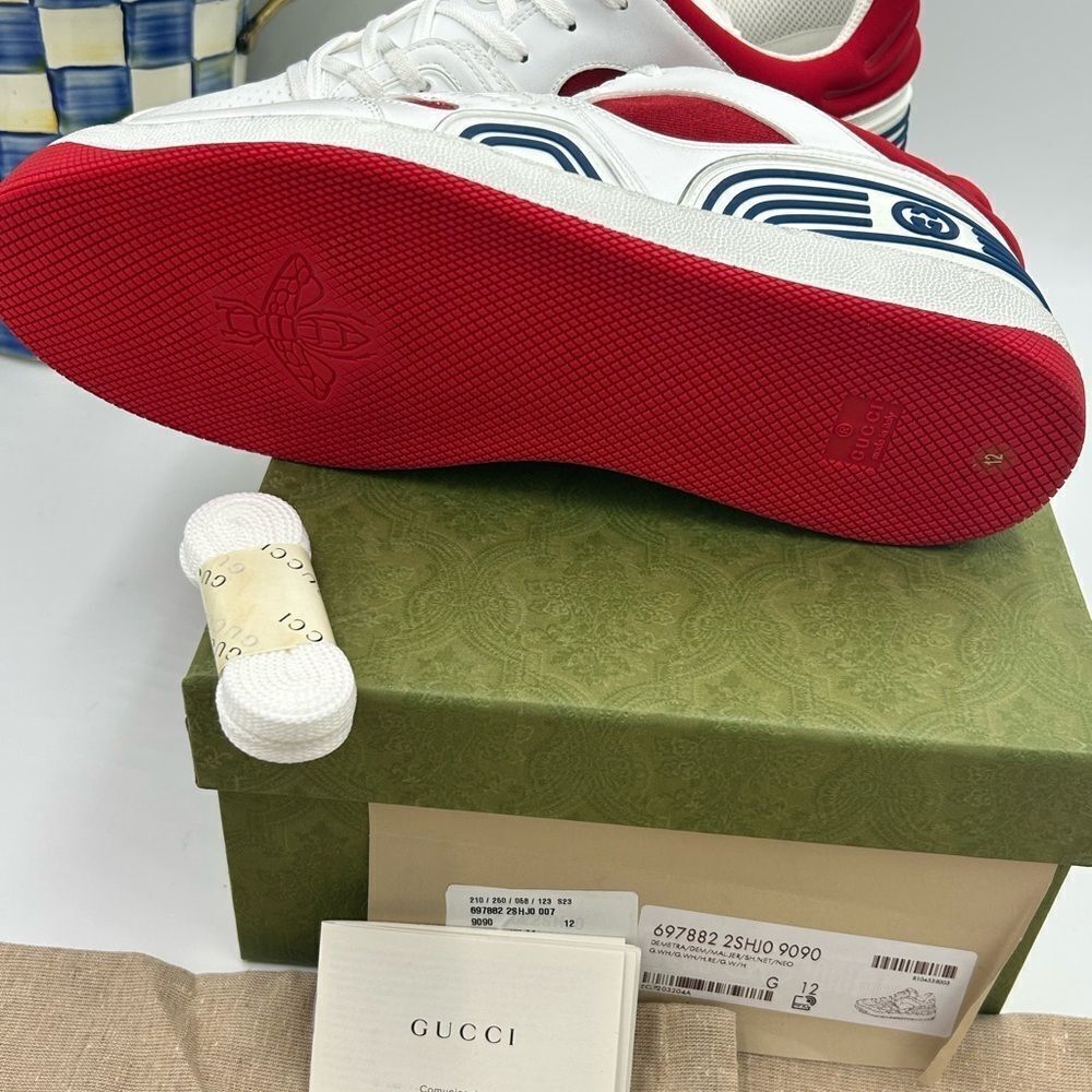 Men’s Gucci, leather low top basket sneakers size 12 made in Italy - Picture 6 of 10